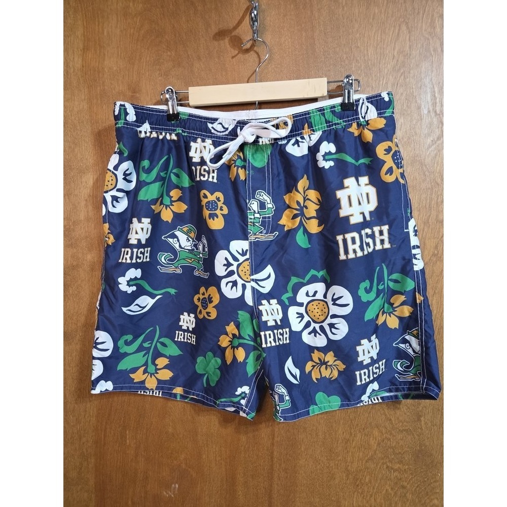 Wes and Willy Notre Dame Fighting Irish XXL Navy Floral Tropical Swim Trunks